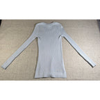 Athleta Women’s XS Ribbed Long Sleeve Top Light Blue Gray Stretch Fitted Tunic