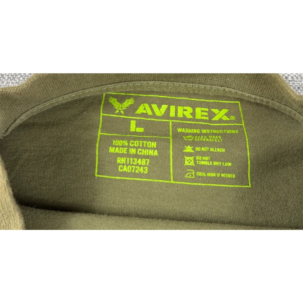 Avirex Mens L Eagle Roses Graphic T Shirt Rhinestone Studded Olive Green Y2K