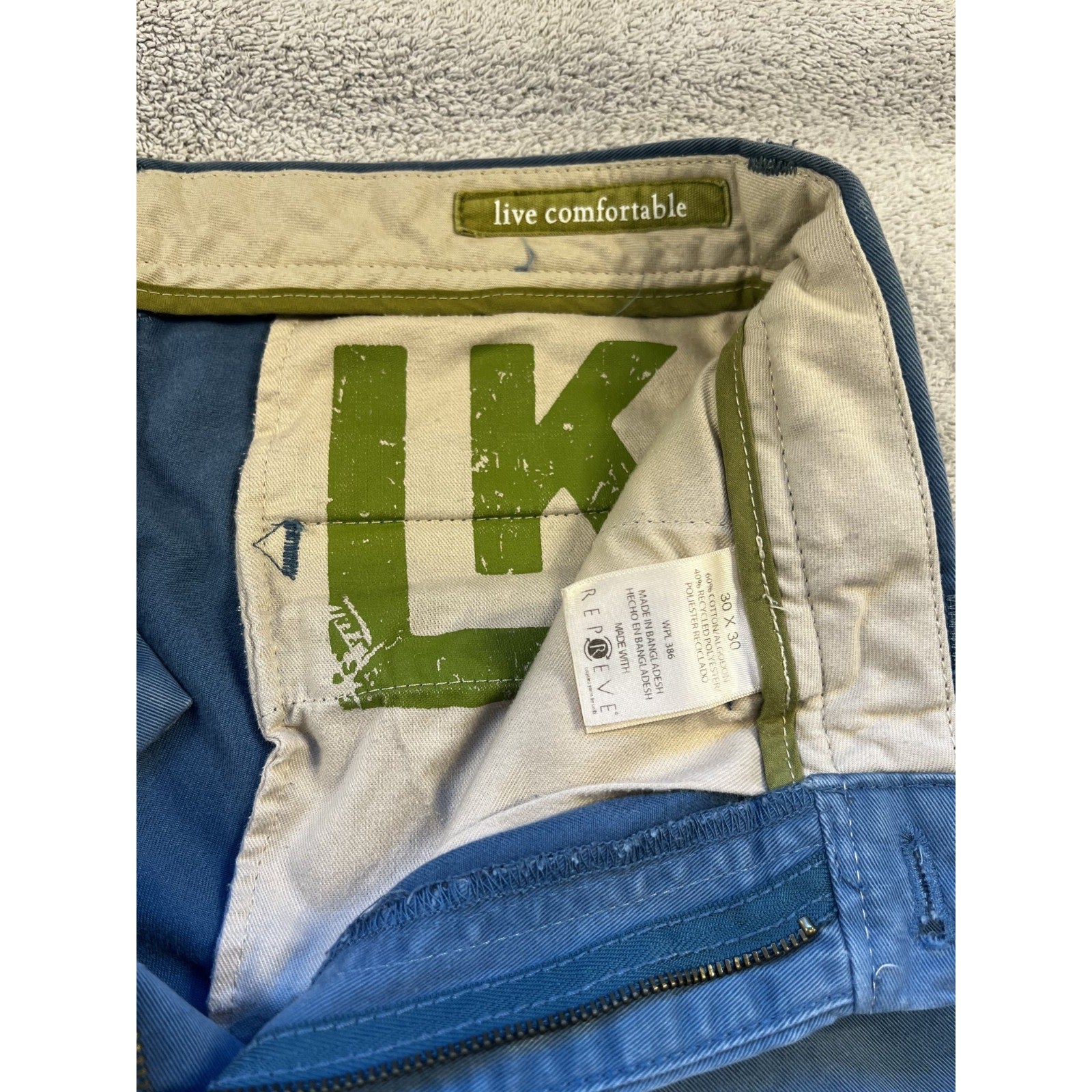 Live Comfortable by LK Men’s Blue Chino Pants 30x30 Cotton Blend Casual Golf Pre