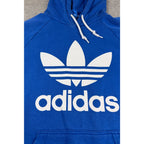 Adidas Originals Trefoil Hoodie Mens M Blue White Pullover Sweatshirt 2017