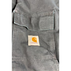 Carhartt Jacket Mens Black Duck Canvas Work Coat Distressed Corduroy Collar