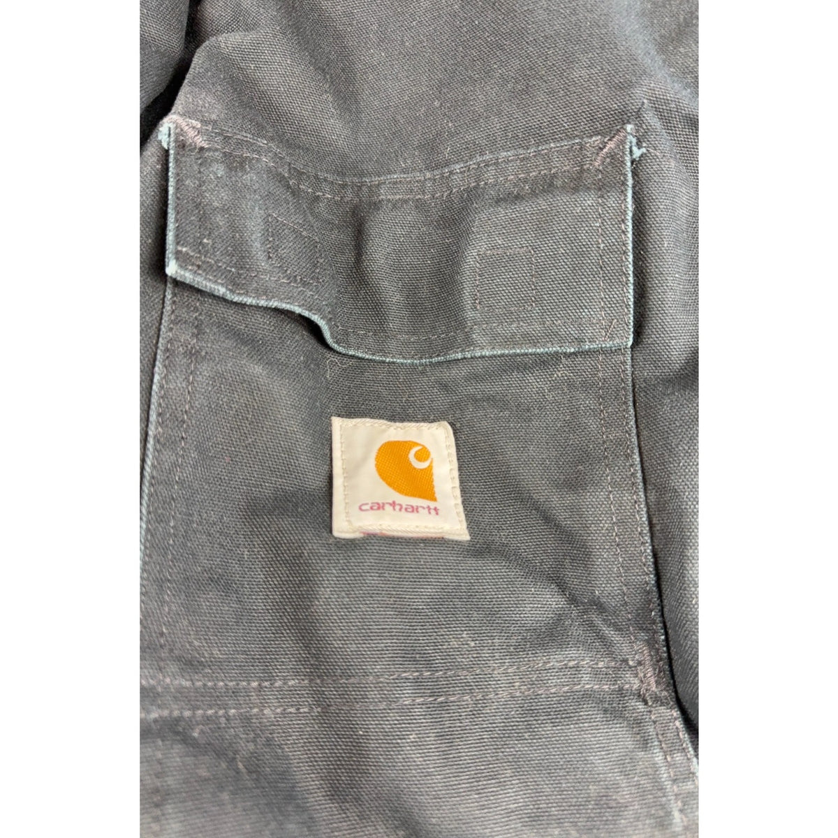 Carhartt Jacket Mens Black Duck Canvas Work Coat Distressed Corduroy Collar