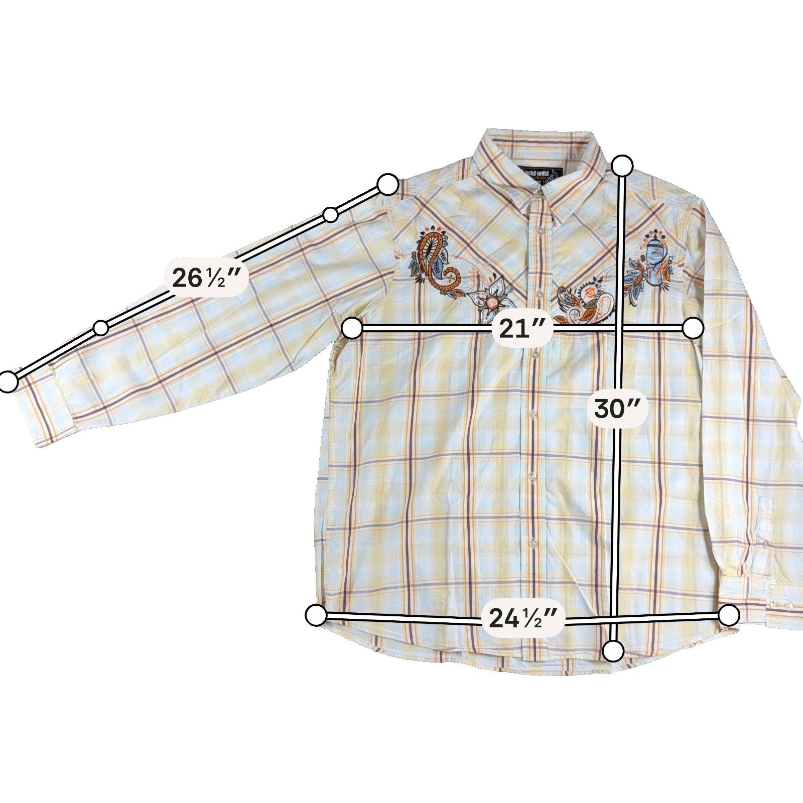 Ecko Unltd Marc Ecko Shirt XXL Plaid Embroidered Y2K Paisley Logo Streetwear