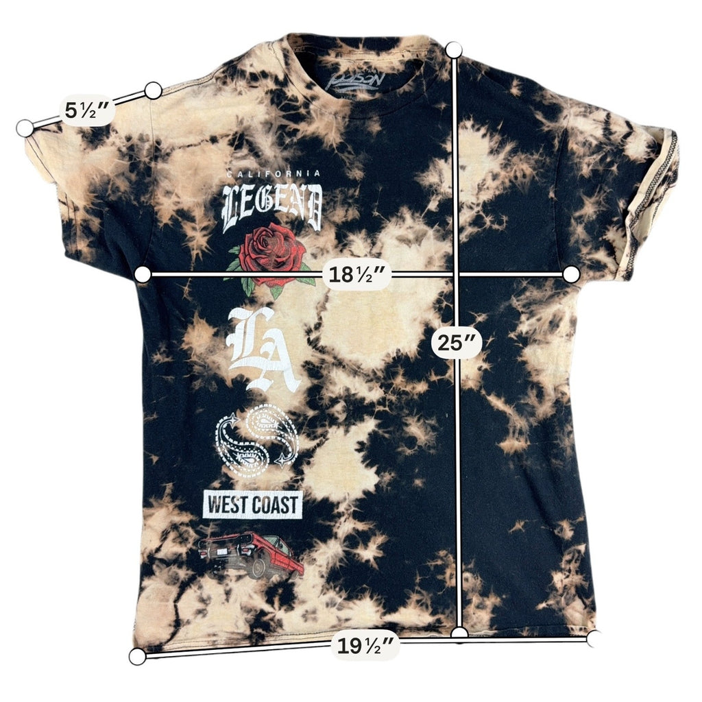 Poison California Legend LA West Coast Bleach Tie Dye Graphic T Shirt Medium