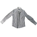 Robert Graham Women's S Black White Herringbone Embroidered Shirt Silk Trim