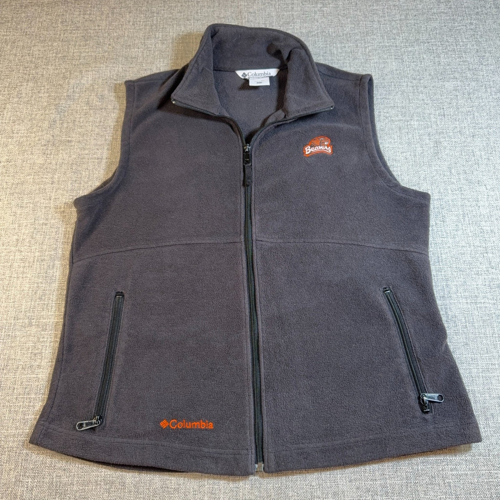 Oregon State Beavers Columbia Fleece Vest Womens XL Gray Full Zip NCAA