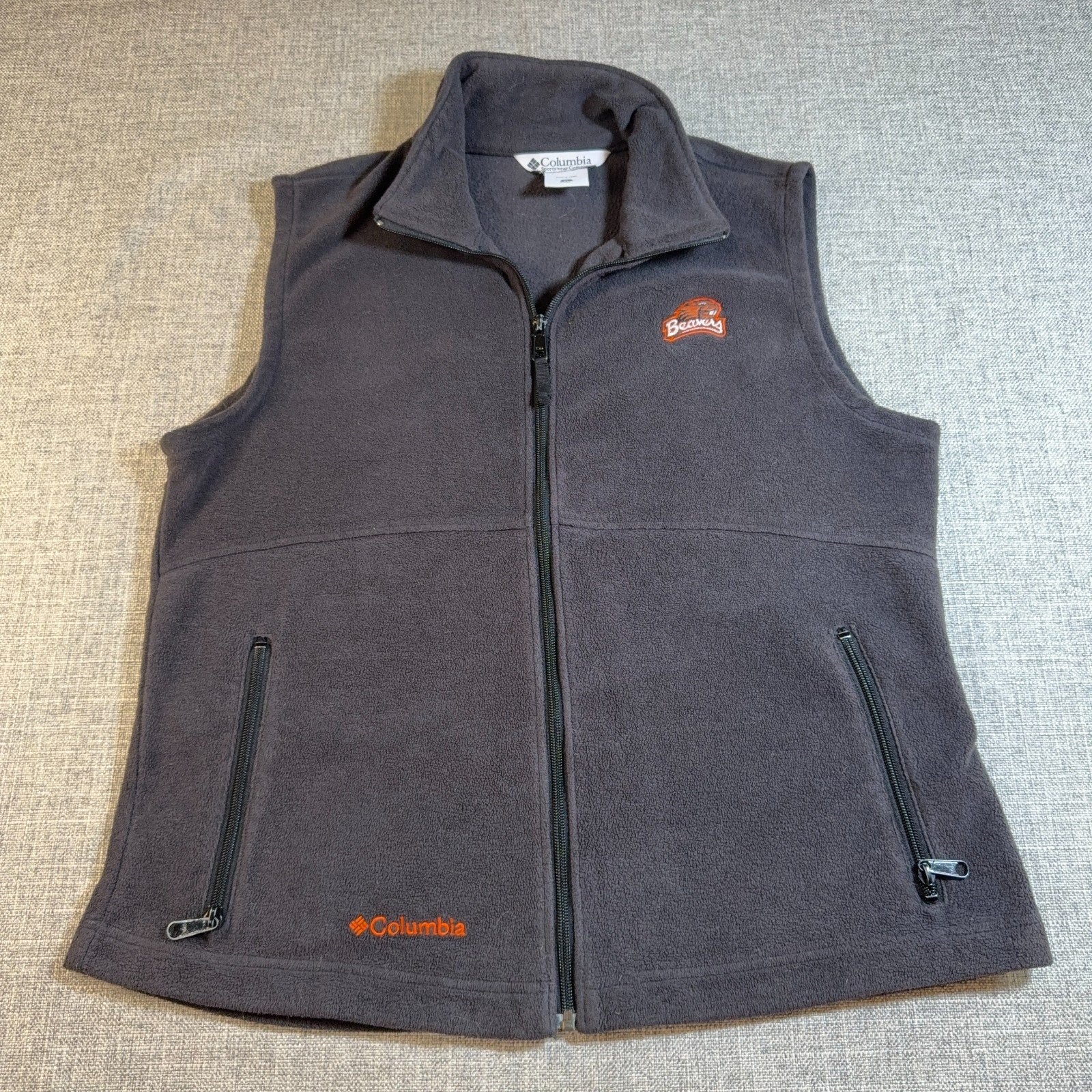 Oregon State Beavers Columbia Fleece Vest Womens XL Gray Full Zip NCAA