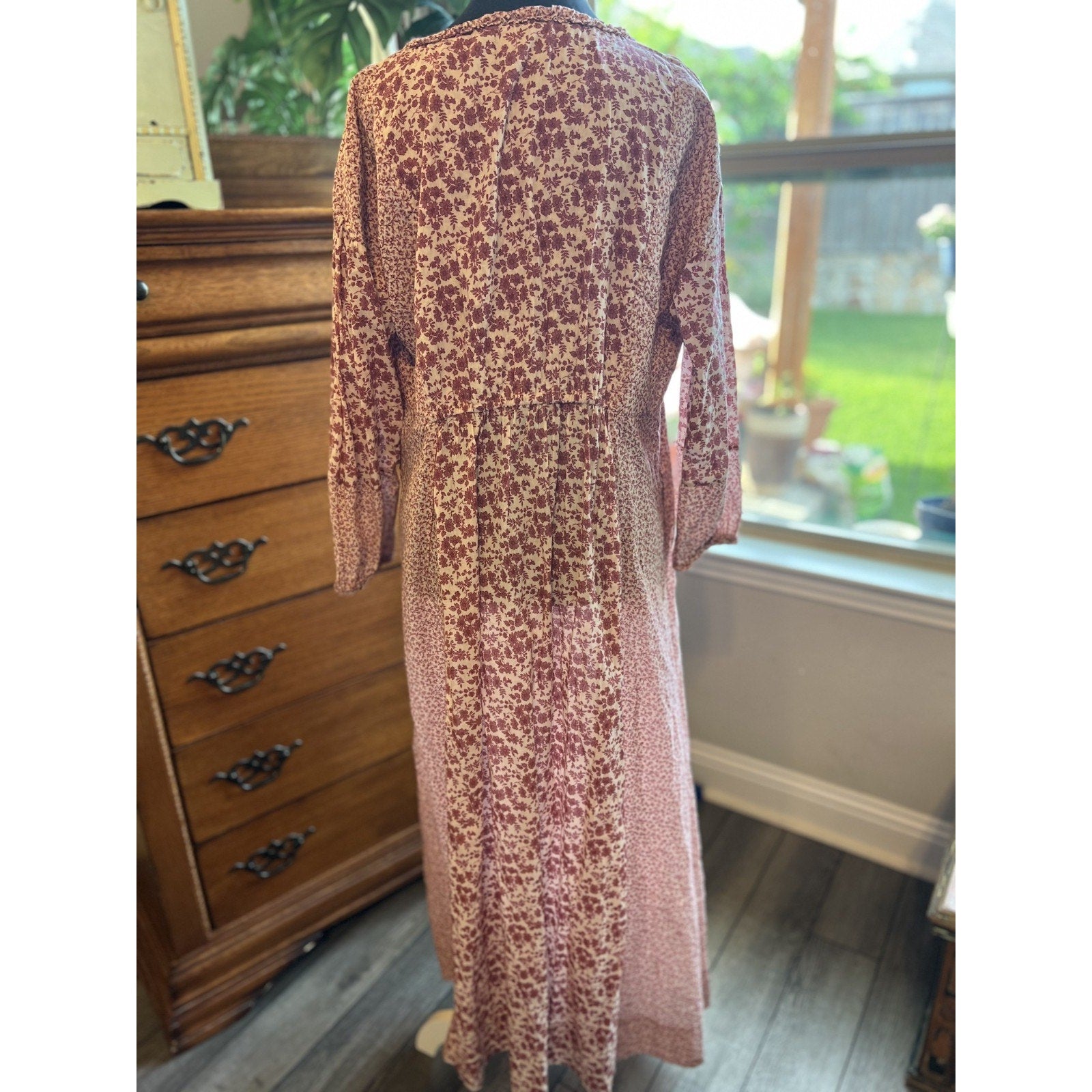 HATCH Floral Maxi Dress Women’s Cotton Boho Prairie Cottagecore Long Sleeve Sz 1