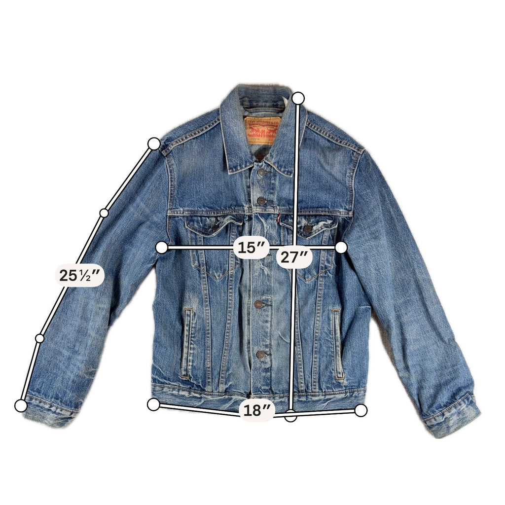 Levi's 72334 Men's M Denim Trucker Jacket Blue Distressed Faded Jean Jacket