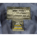 Dominguez Guayabera Shirt Mens 44 Blue 100% Cotton Made Mexico Yucatan 4 Pocket