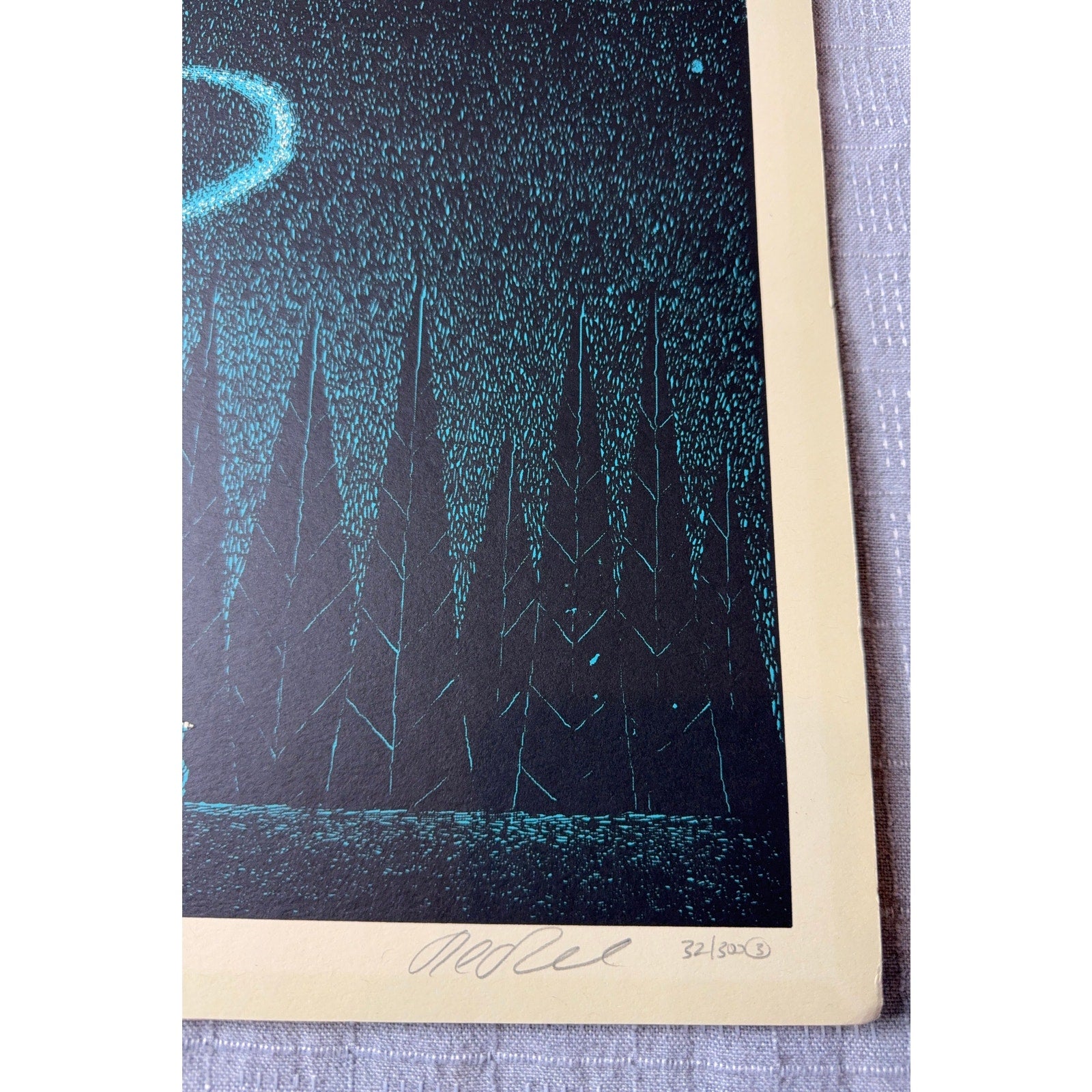 Signed Limited Edition Dragon Art Print 32/300 Fantasy Moon Camping Numbered