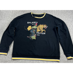 Zara Balance Tiger Elephant Embroidered Sweatshirt Womens L Black Rare
