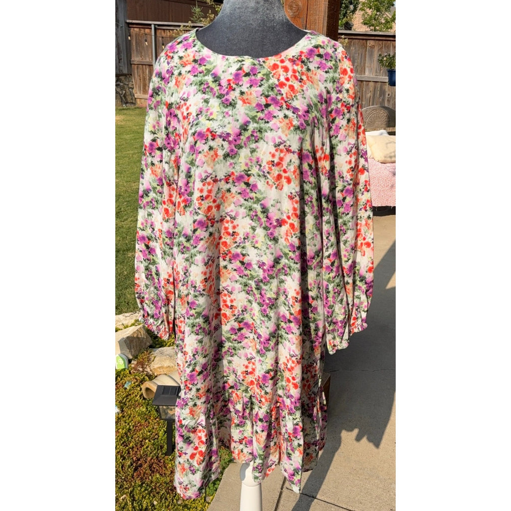 & Other Stories Dress Womens 44 US 12 Floral Long Sleeve Ruffle Shift Mini