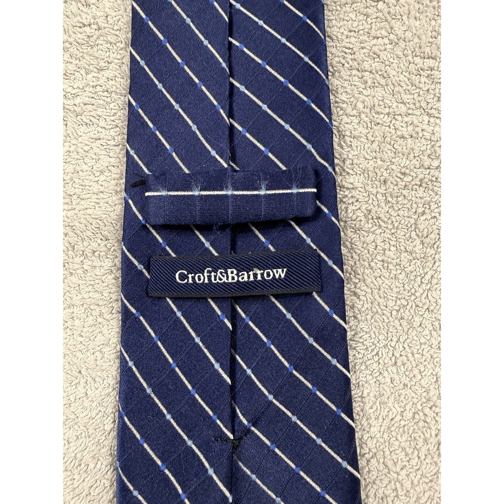 Vintage Silk Tie Lot J.Crew Croft & Barrow Blue Geometric Striped Mens Neckties