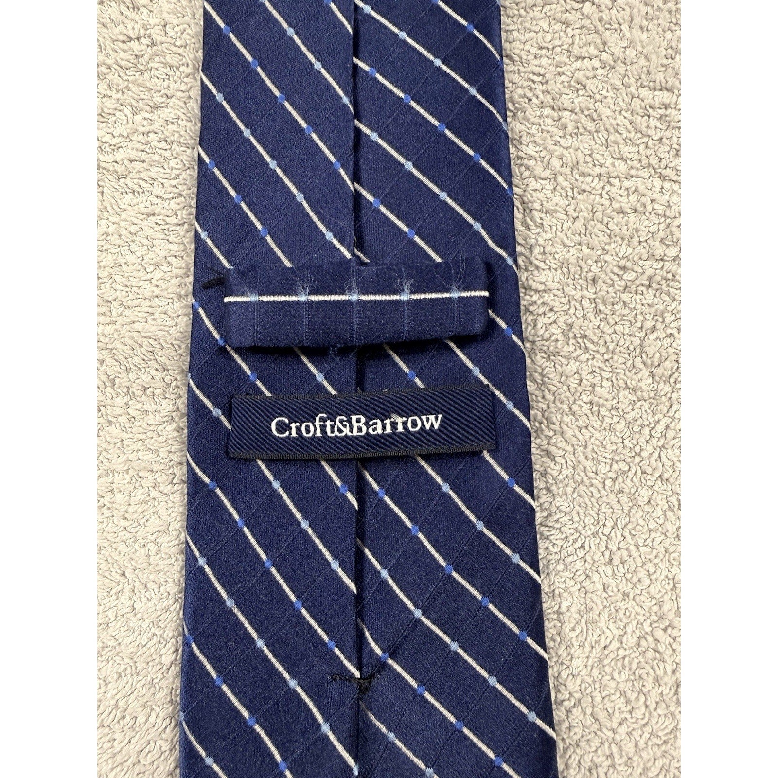 Vintage Silk Tie Lot J.Crew Croft & Barrow Blue Geometric Striped Mens Neckties