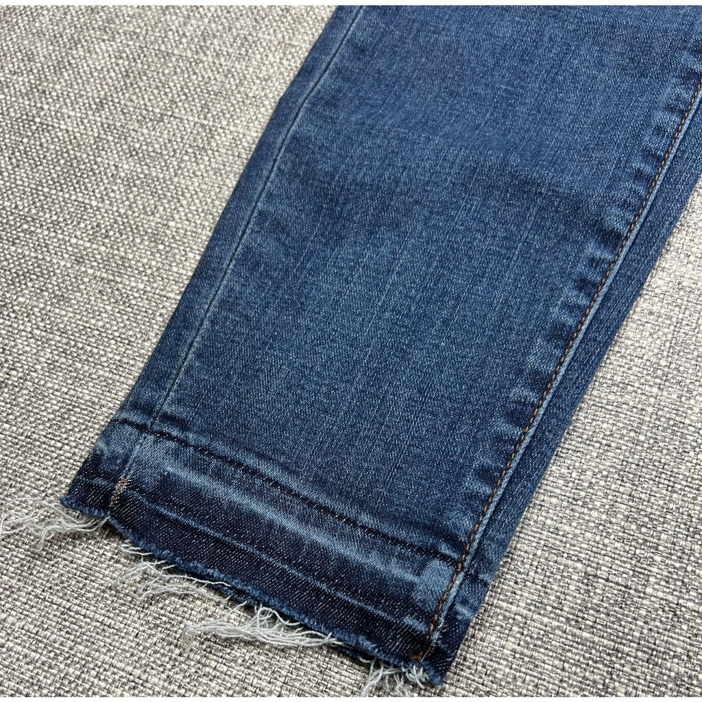 J.Crew Women's Size 26 Dark Wash Slim Jeans Raw Frayed Hem 28.5 Inseam