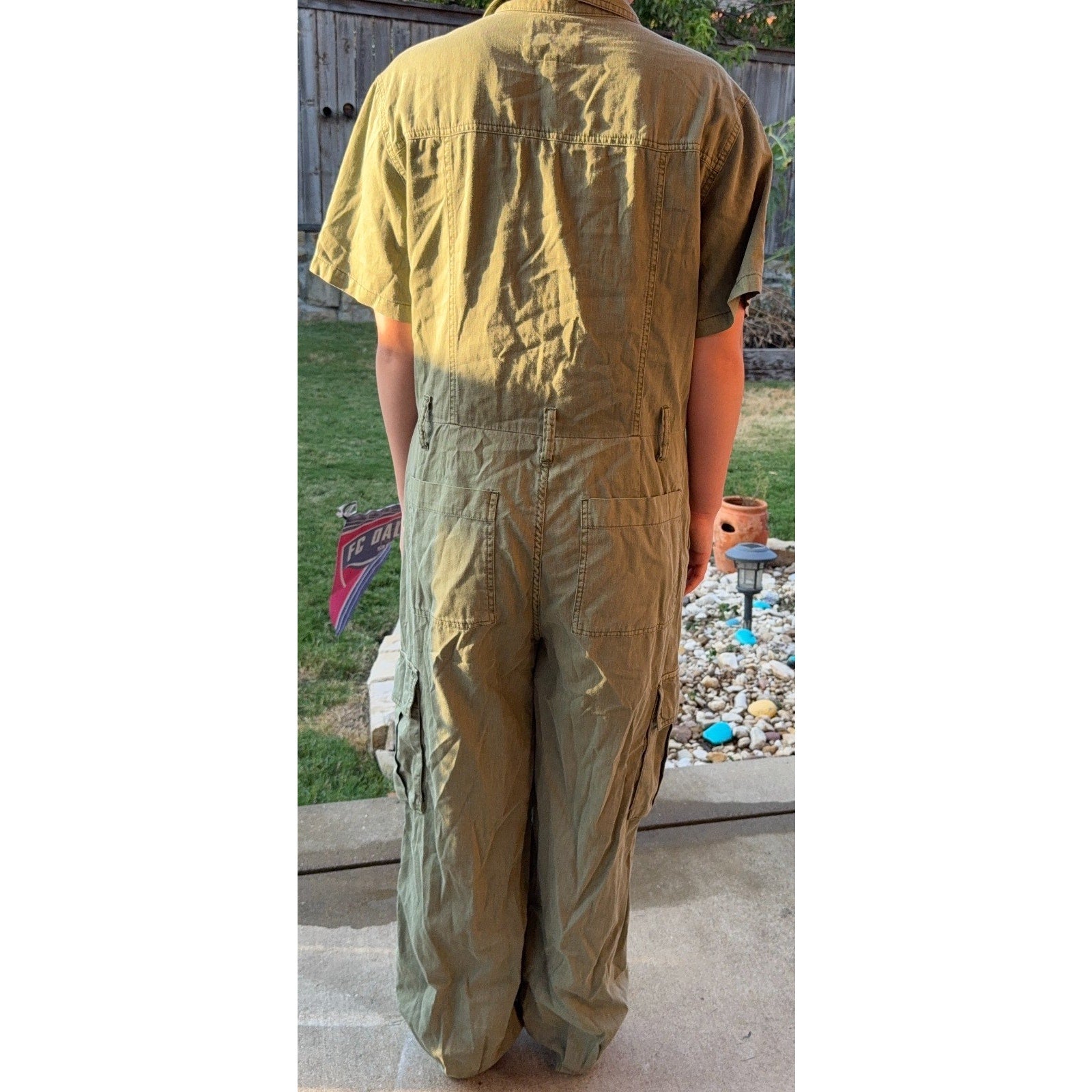 Lucky Brand Womens S Olive Utility Jumpsuit Cargo Flight Suit Gorpcore Coverall