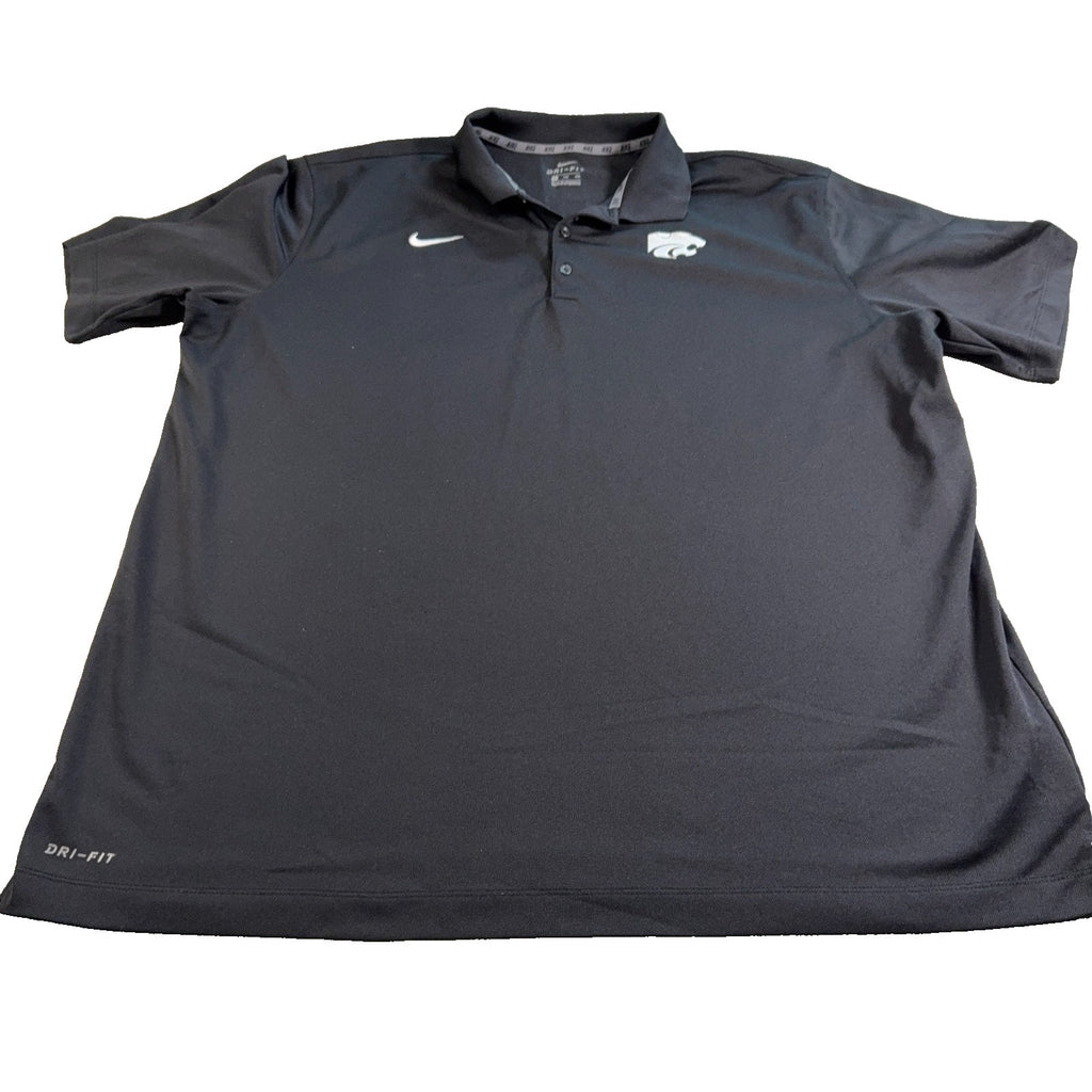 Nike Dri-FIT Kansas State Wildcats Polo Mens 2XL Black K-State NCAA Golf Shirt