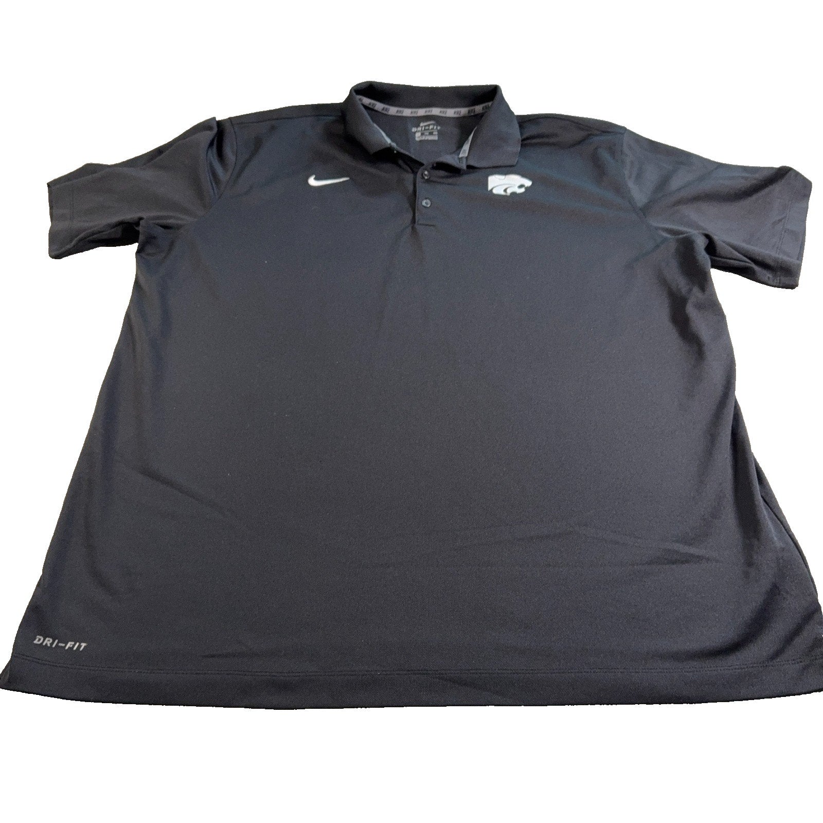 Nike Dri-FIT Kansas State Wildcats Polo Mens 2XL Black K-State NCAA Golf Shirt