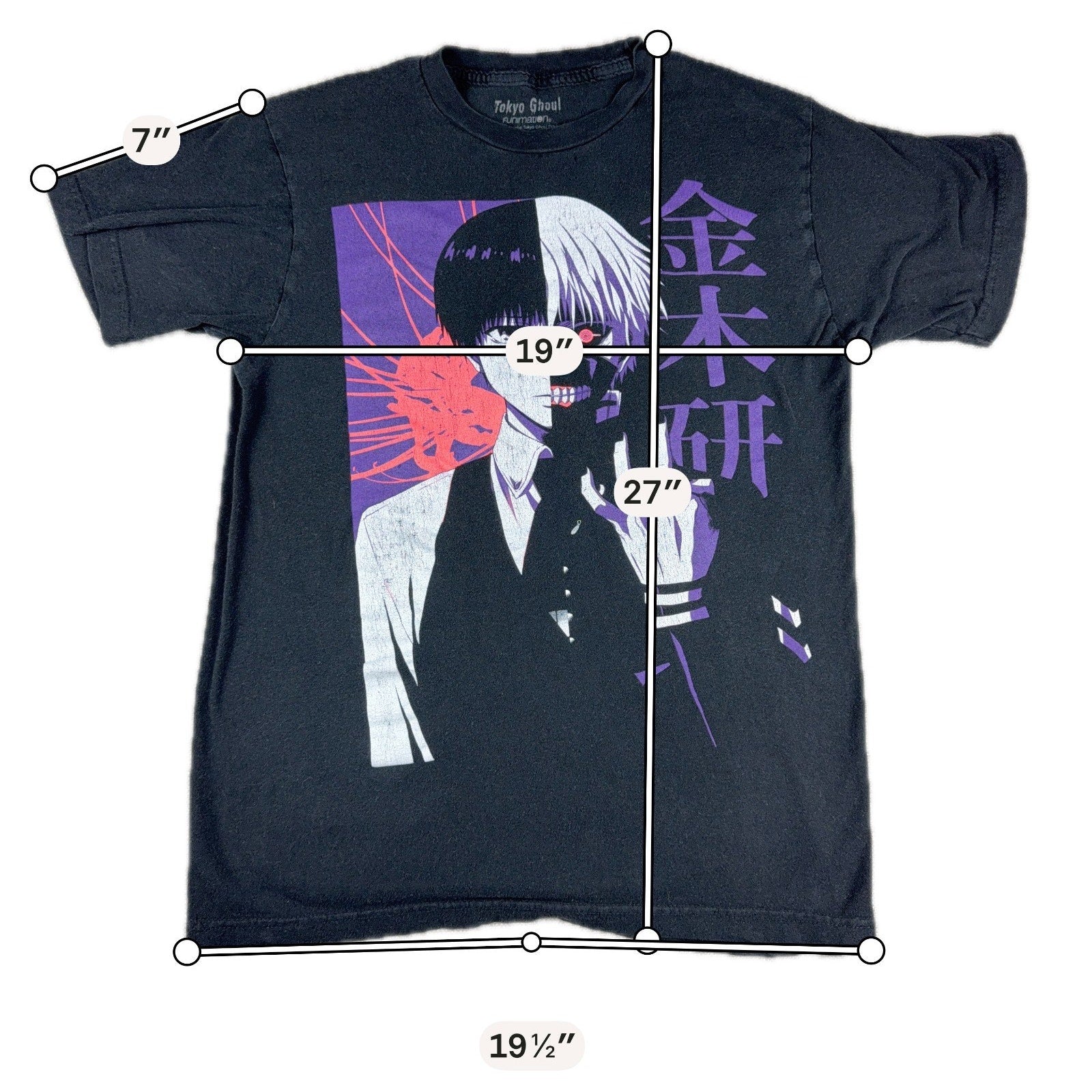 Tokyo Ghoul Ken Kaneki Funimation Anime Graphic T Shirt Black Mens M Manga