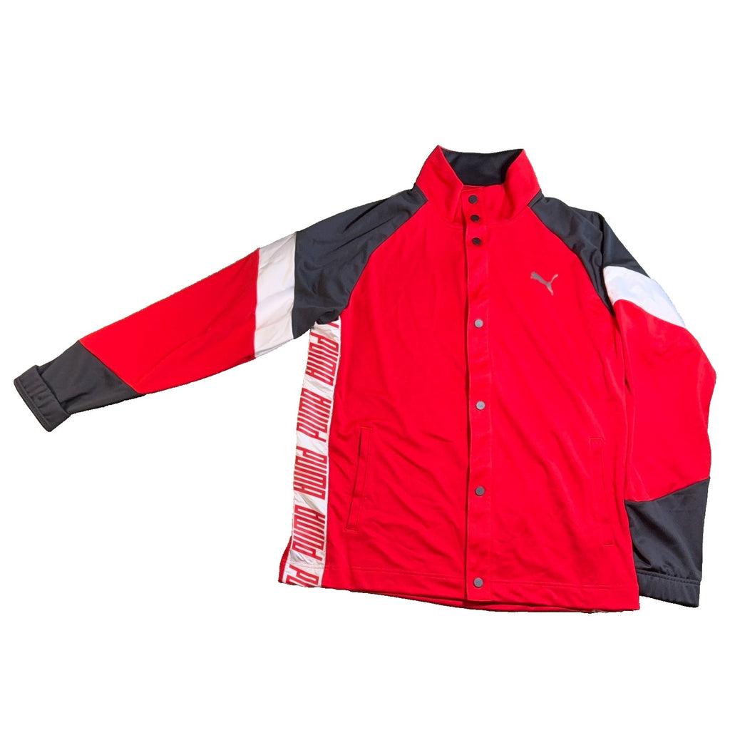PUMA A.C.E. Track Jacket Men L Red Black White Snap Front 517851-02 DryCELL