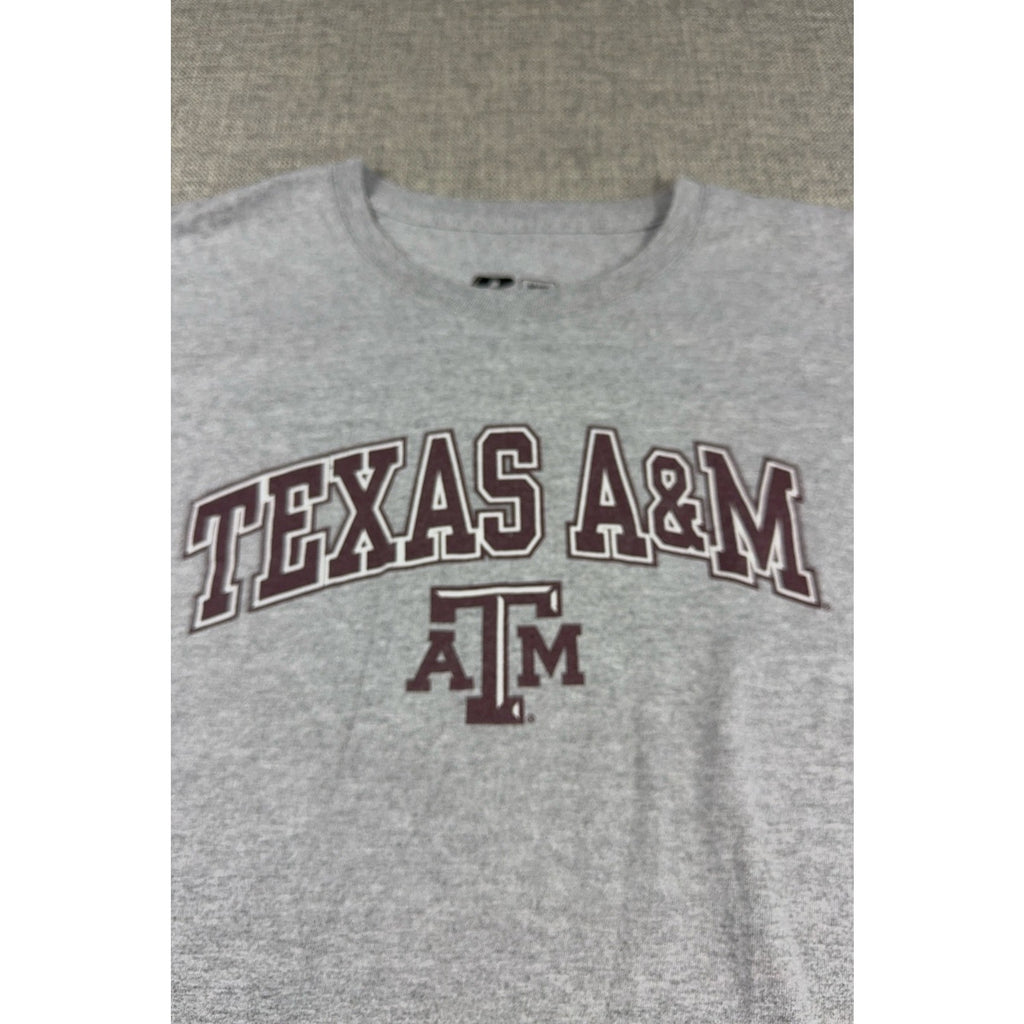 Texas A&M Aggies Russell Athletic Shirt Mens M Gray NCAA College Football Tee