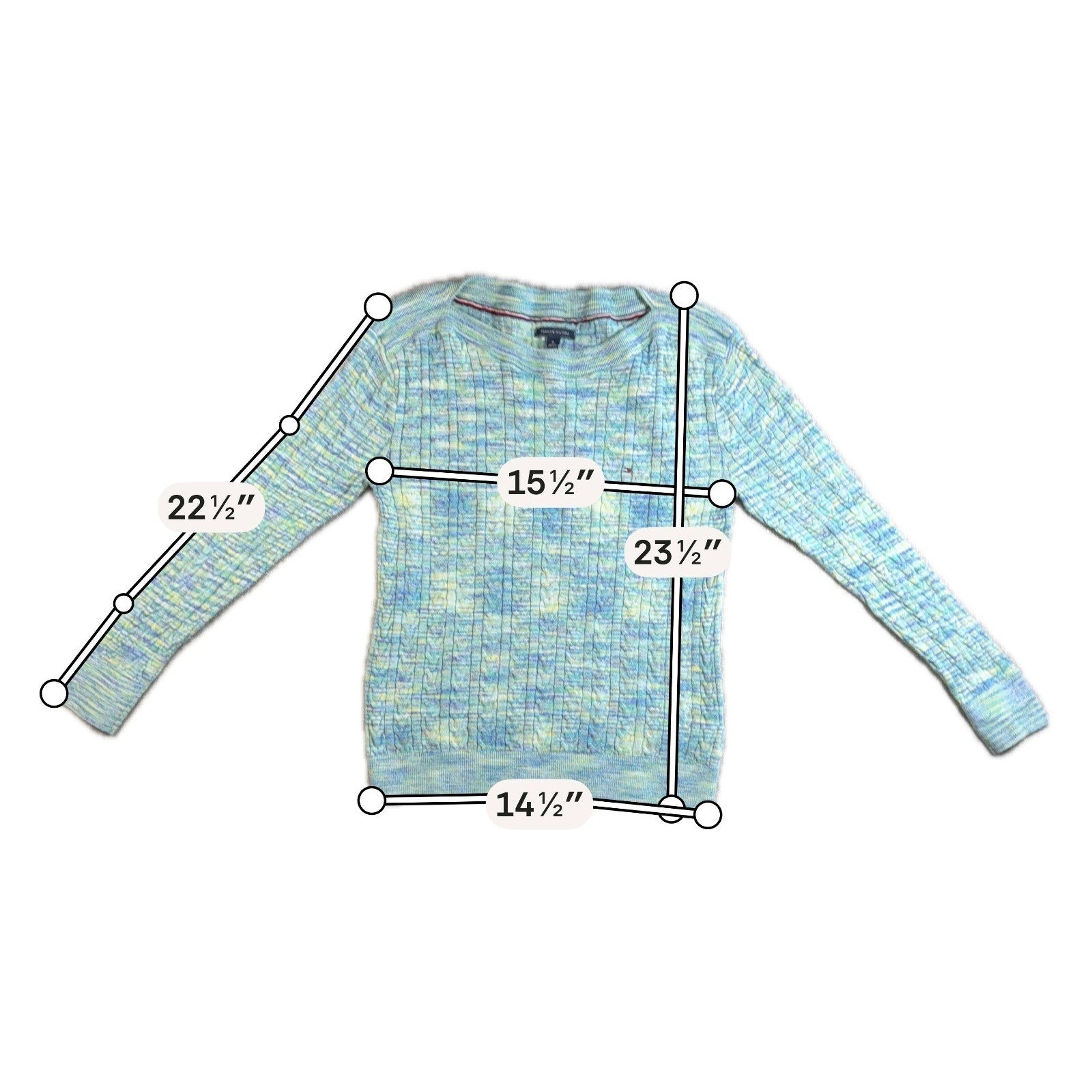 Tommy Hilfiger Womens M Cable Knit Sweater Pastel Marled Crewneck Preppy