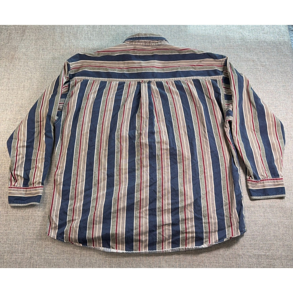 Vintage Style Chaps Ralph Lauren Shirt Mens XL Striped Button Down Cotton