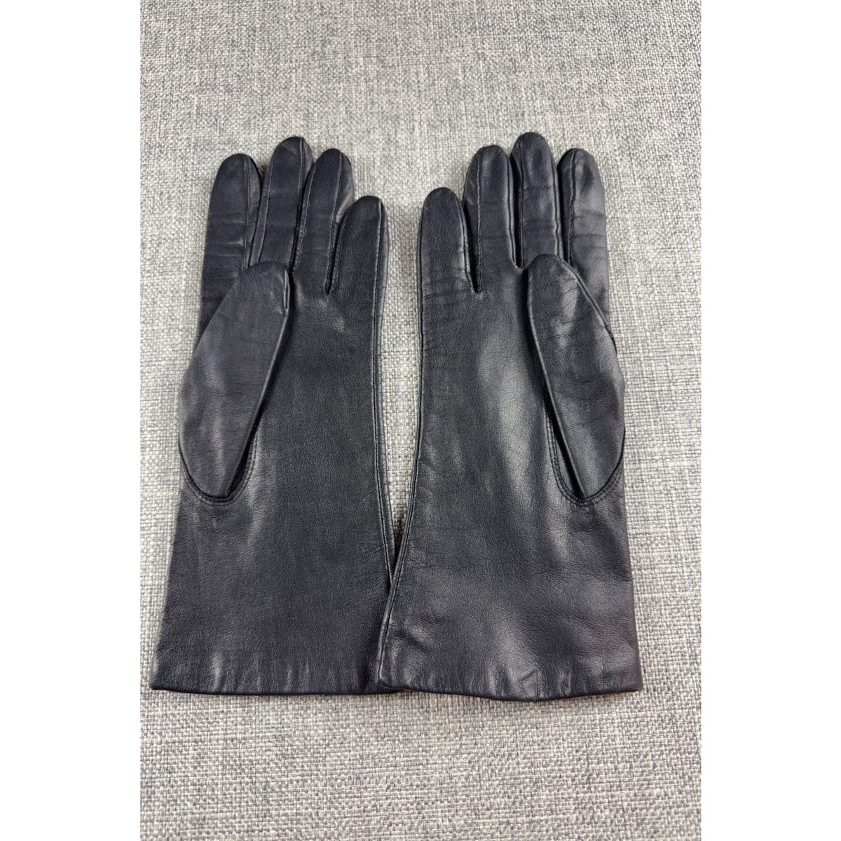 Vintage Aris RN 35548 Black Genuine Leather Gloves Womens 7.5 Lined