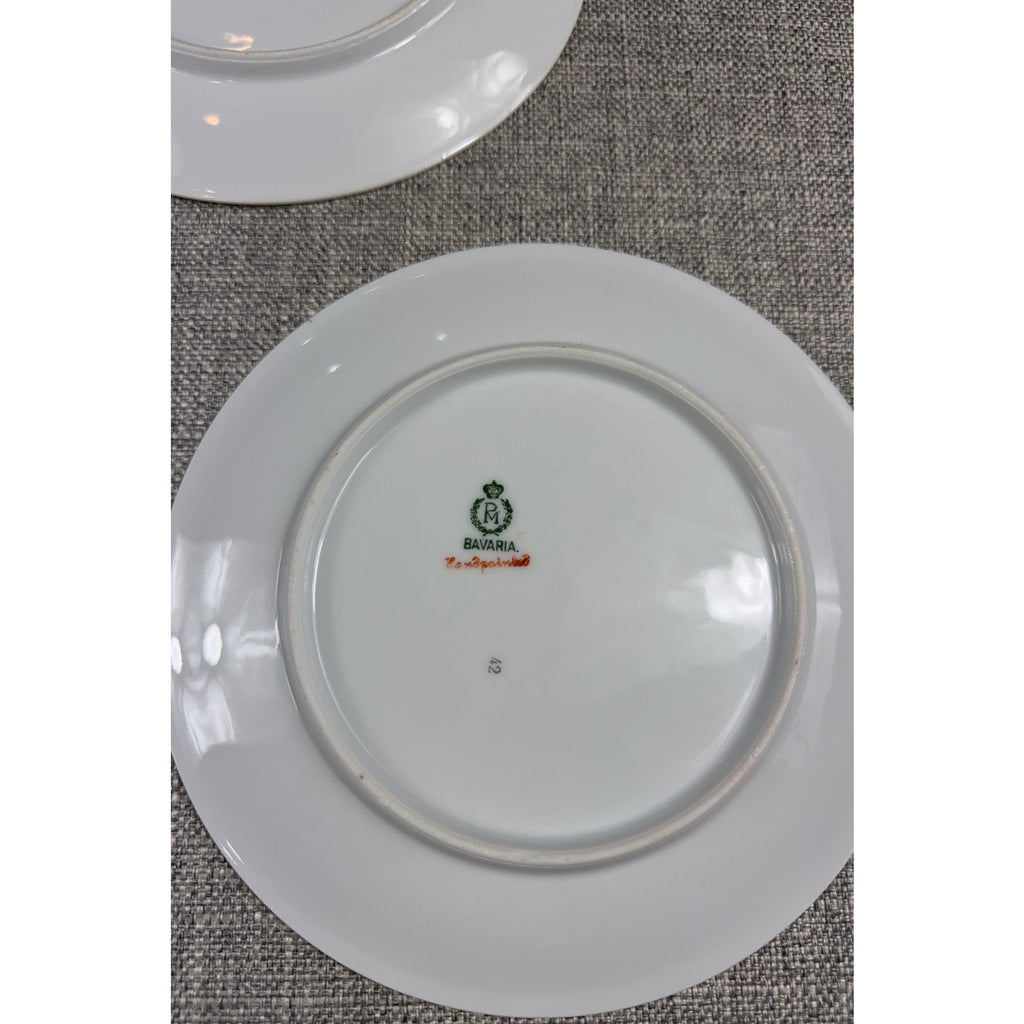 Antique PM Moschendorf Bavaria Hand Painted Rose Plates Set 6 Gold Rim 1895-1910