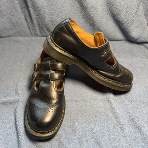 Dr Martens 8065 12916 Mary Jane Shoes Women's 8 Black Leather Double Buckle