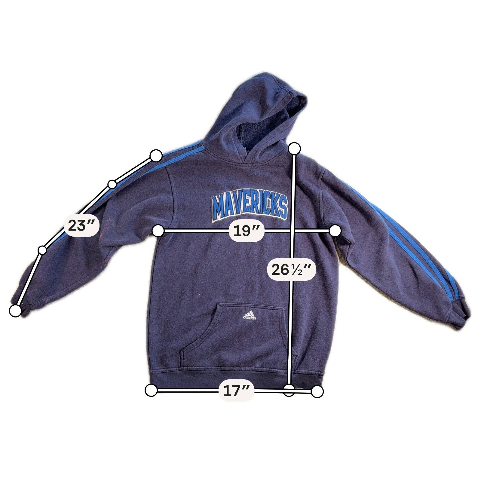 Dallas Mavericks Adidas Hoodie Blue NBA Pullover Sweatshirt No Size Tag Fits S