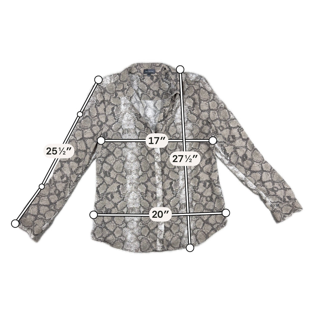The Limited Snakeskin Blouse Womens L Animal Print Button Down Shirt Y2K