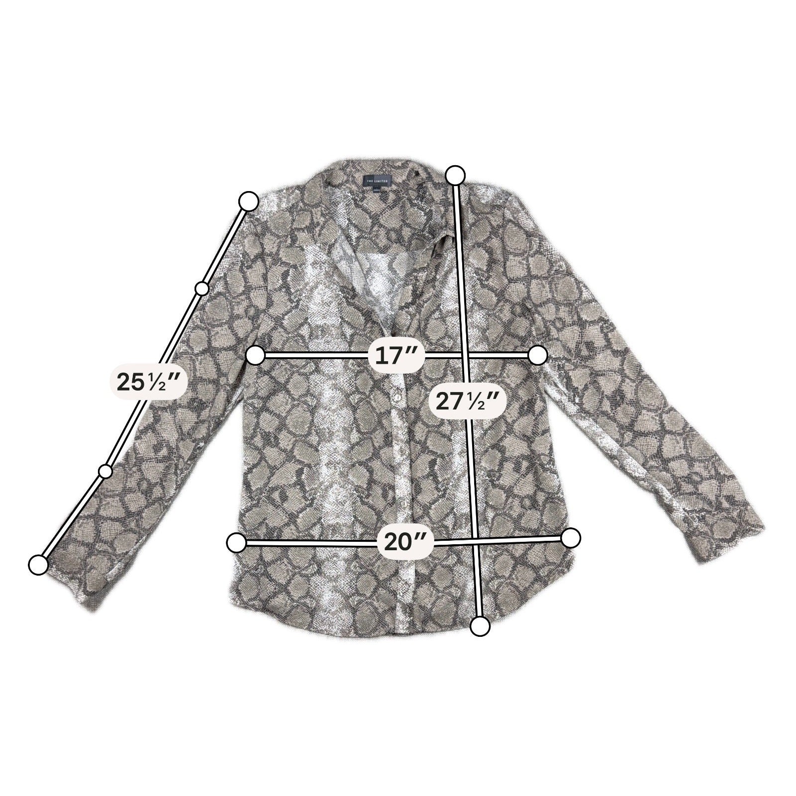 The Limited Snakeskin Blouse Womens L Animal Print Button Down Shirt Y2K