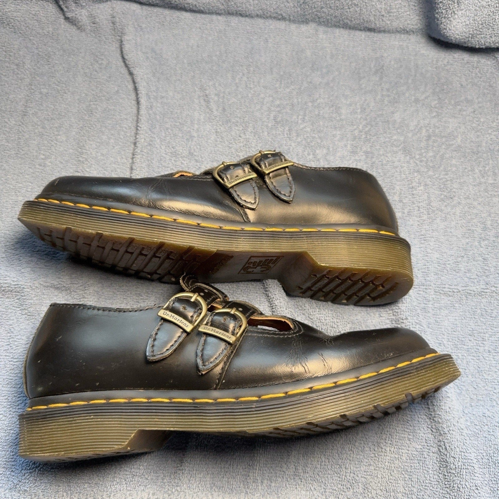 Dr Martens 8065 12916 Mary Jane Shoes Women's 8 Black Leather Double Buckle
