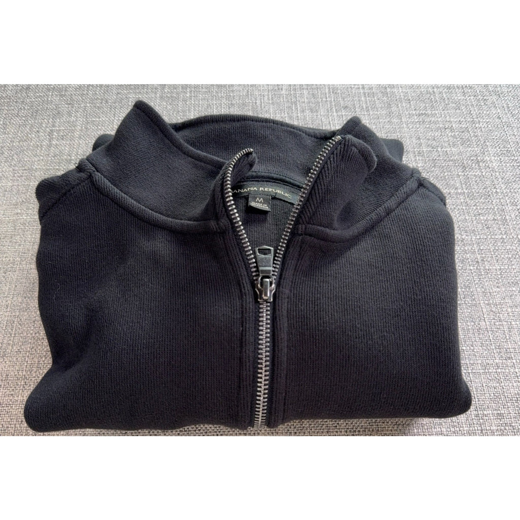 Banana Republic Mens Quarter Zip Pullover Sweatshirt Charcoal Black Medium