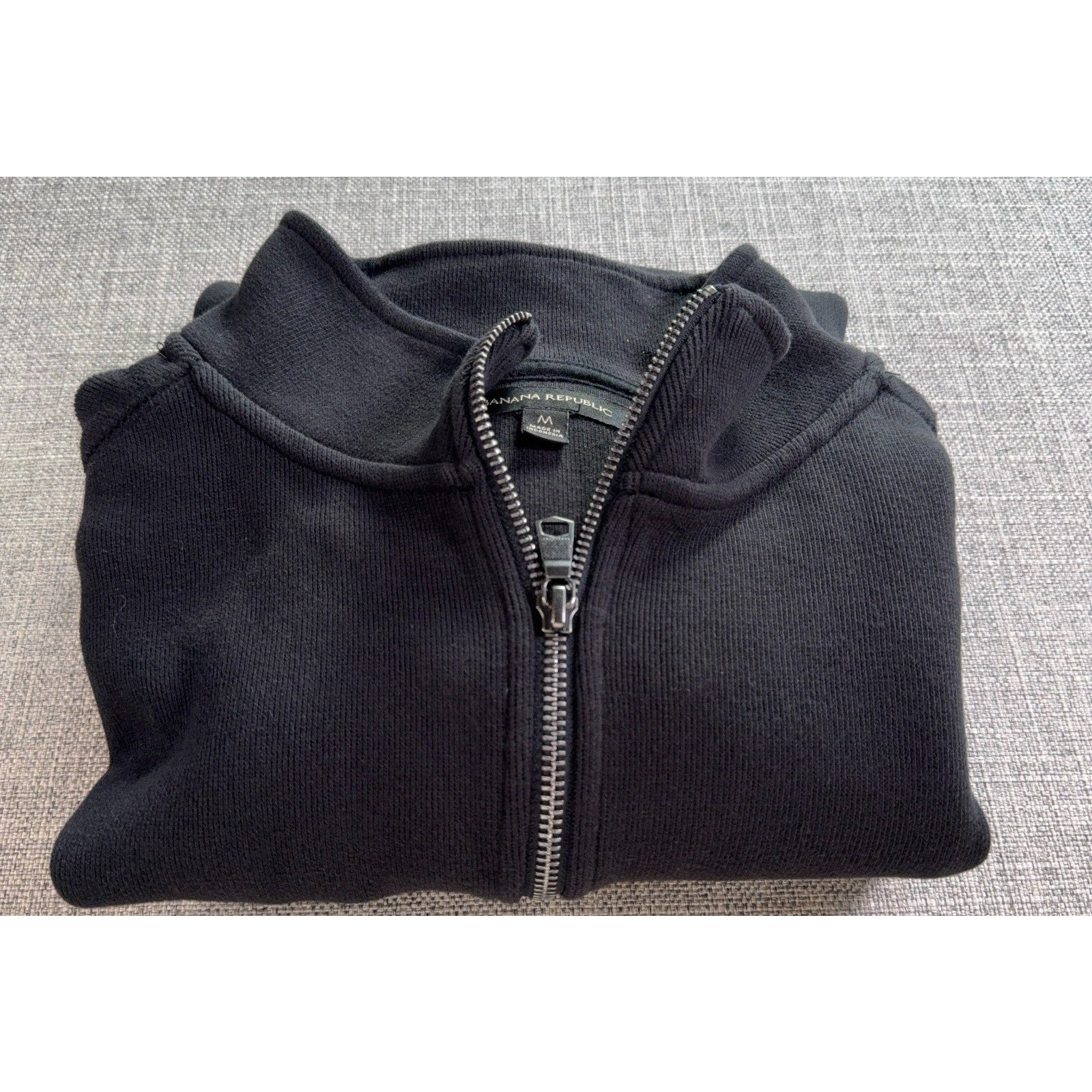 Banana Republic Mens Quarter Zip Pullover Sweatshirt Charcoal Black Medium