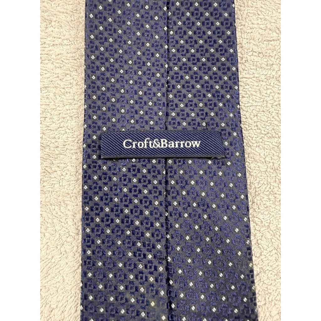 Vintage Silk Tie Lot J.Crew Croft & Barrow Blue Geometric Striped Mens Neckties