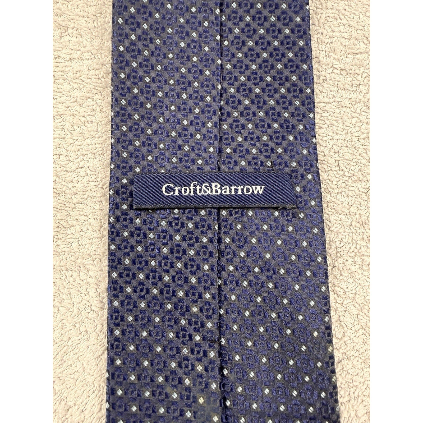Vintage Silk Tie Lot J.Crew Croft & Barrow Blue Geometric Striped Mens Neckties
