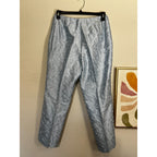 Talbots Petites Pure Silk Pants Womens 12P Blue Jacquard Brocade Dress Trousers
