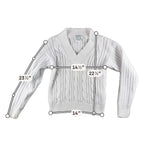 Vintage Tennis Lady Womens S White Cotton Cable Knit V Neck Sweater Preppy
