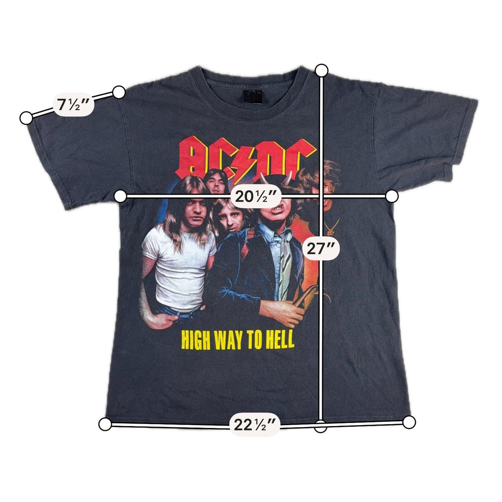 AC/DC Highway to Hell Band T Shirt Black Graphic Tee Rock Music Mens L XL