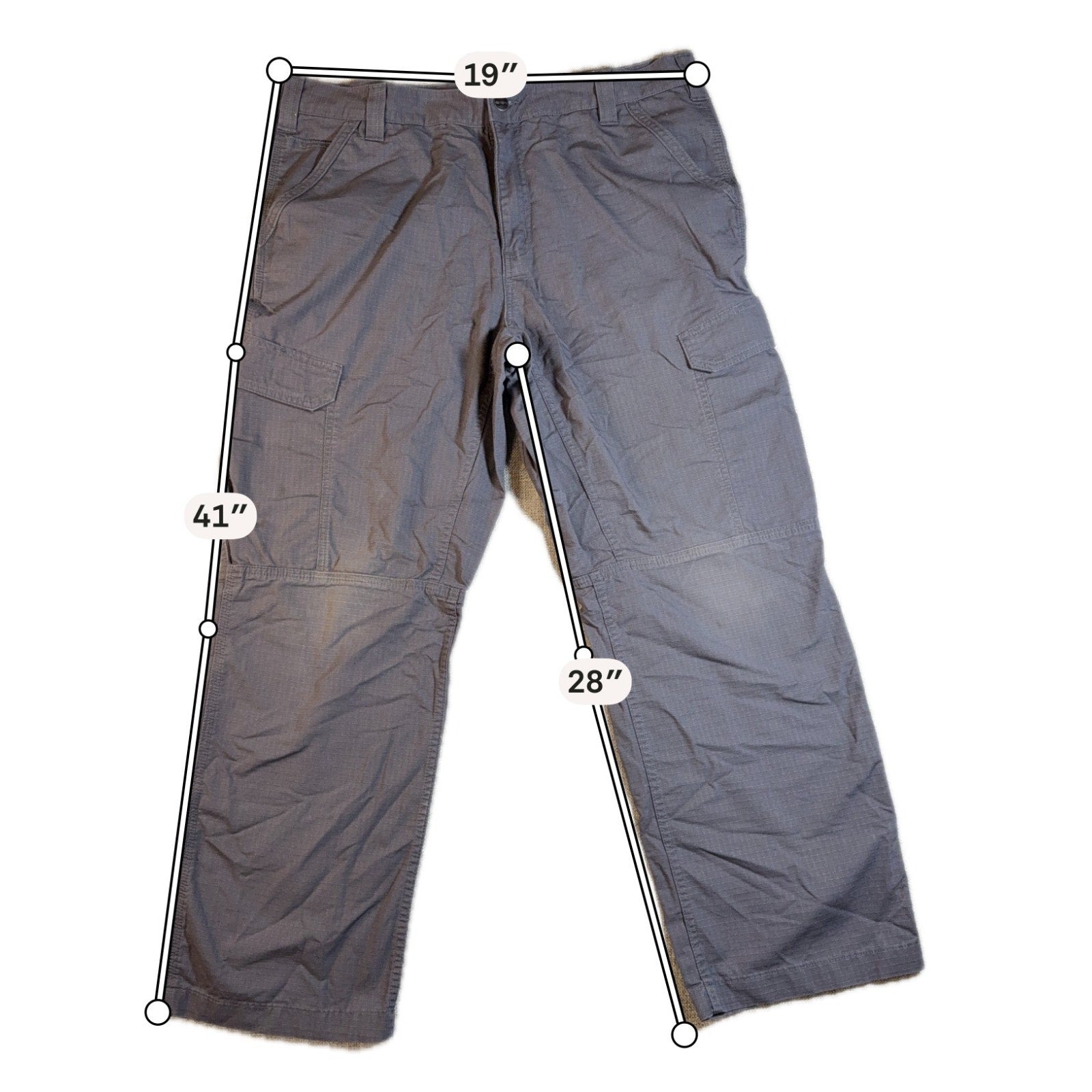 Carhartt Cargo Pants Mens 38x30 Gray Relaxed Fit Ripstop Work Utility Stained