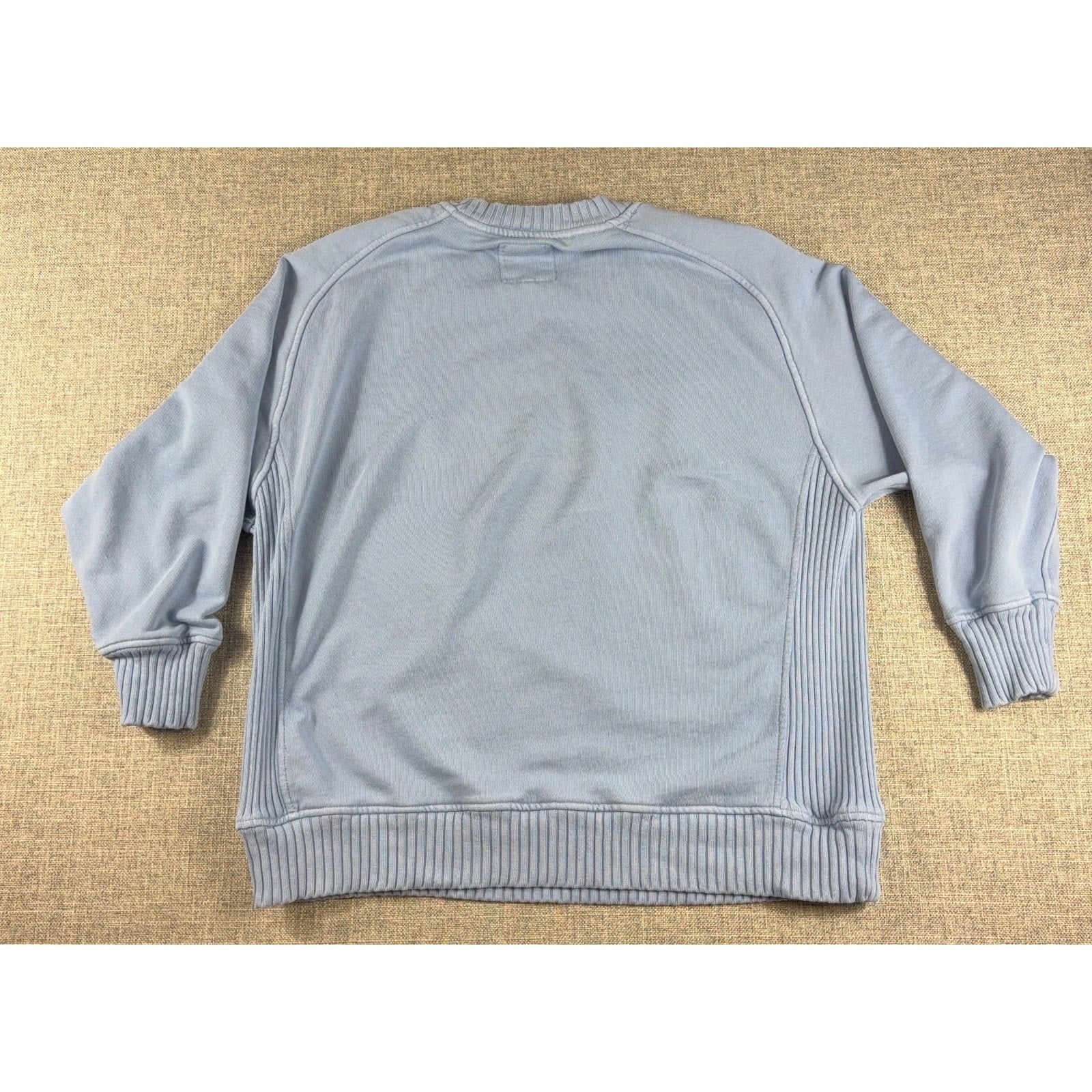 Aerie Women S Oversized Crewneck Sweatshirt Blue Ribbed Side Panels Pullover