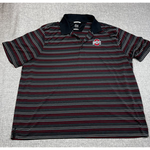 Ohio State Buckeyes Cutter & Buck DryTec Polo Men's XXL Black Striped NCAA