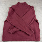 Jos A Bank Mens Large Burgundy Quarter Zip Sweater 100% Cotton Pullover Mock Nec
