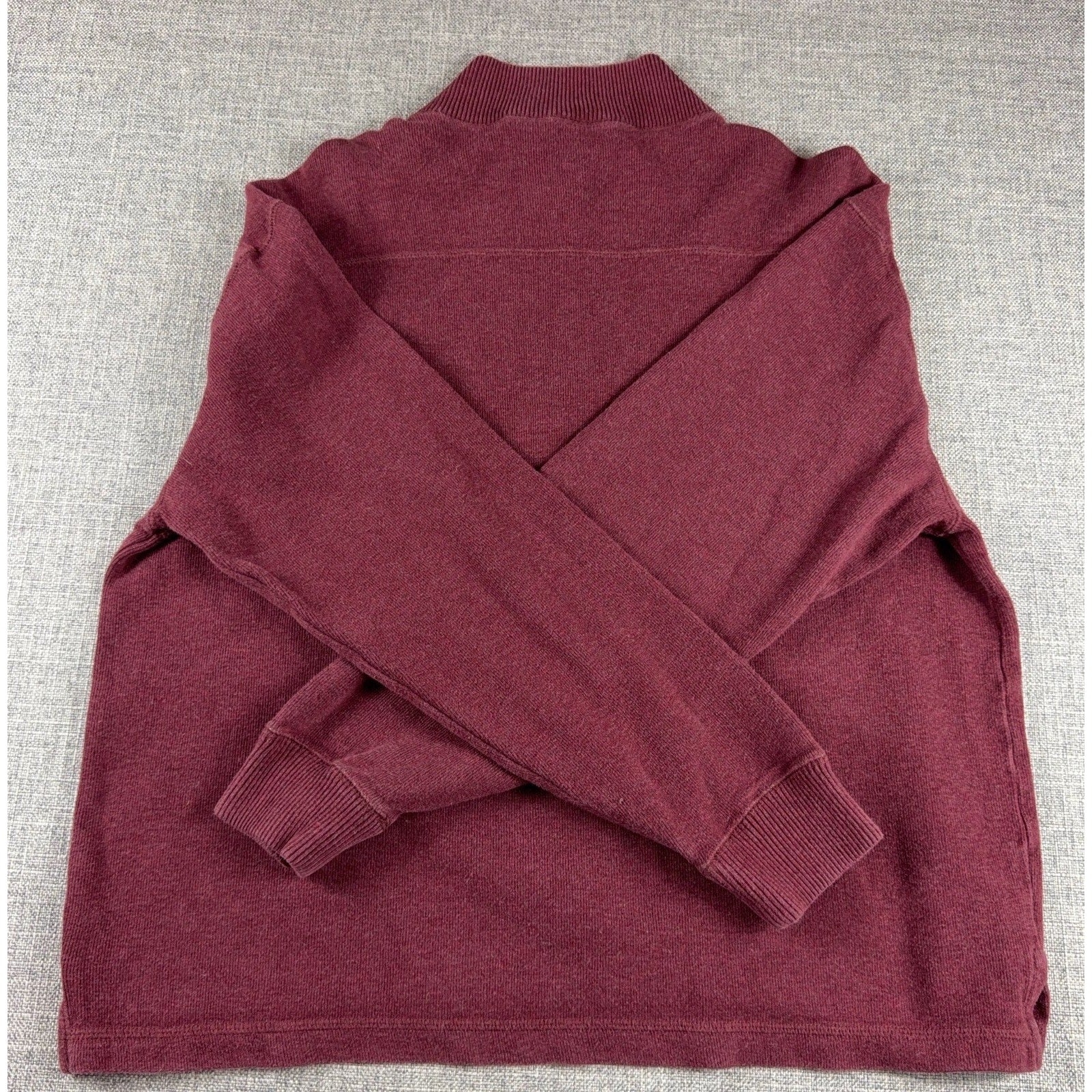 Jos A Bank Mens Large Burgundy Quarter Zip Sweater 100% Cotton Pullover Mock Nec