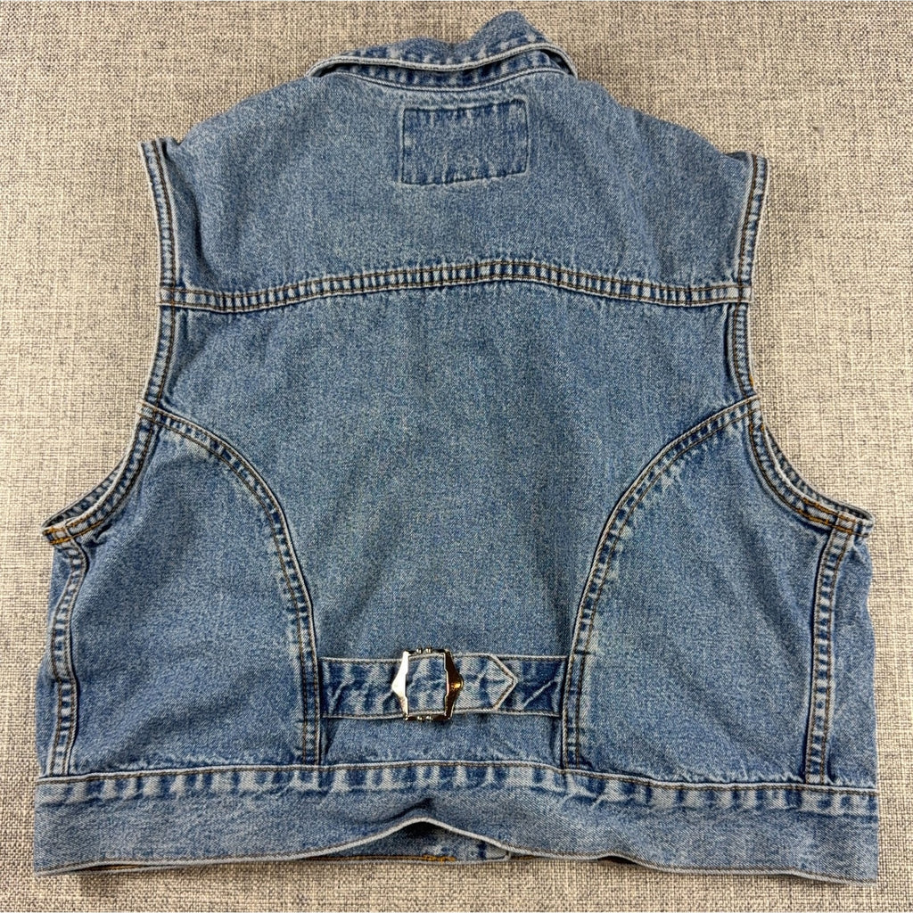 Vintage 90s Levi’s Jeans For Women Denim Vest M Acid Wash Cropped Trucker