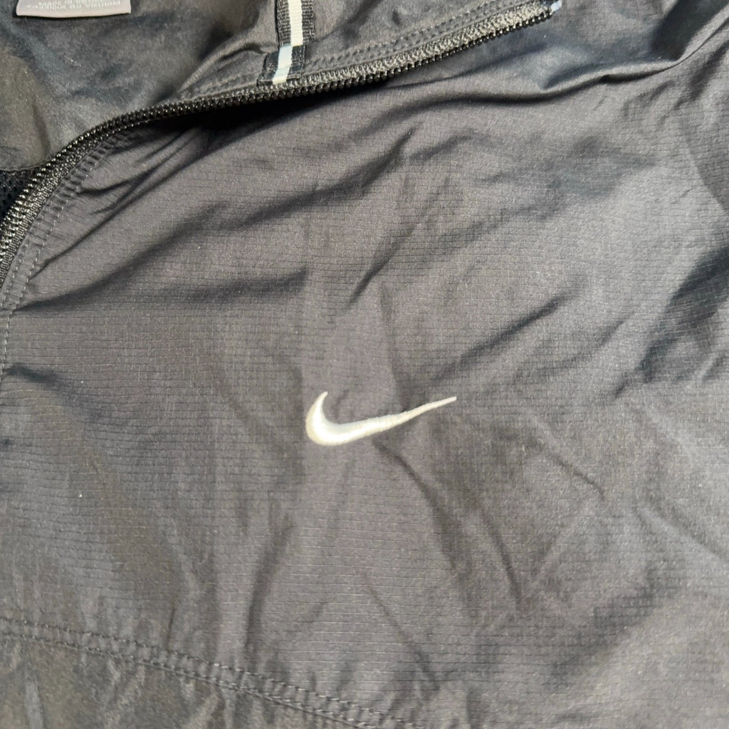 Nike Windbreaker Jacket Mens Large Black Gray White Full Zip Lightweight Lined
