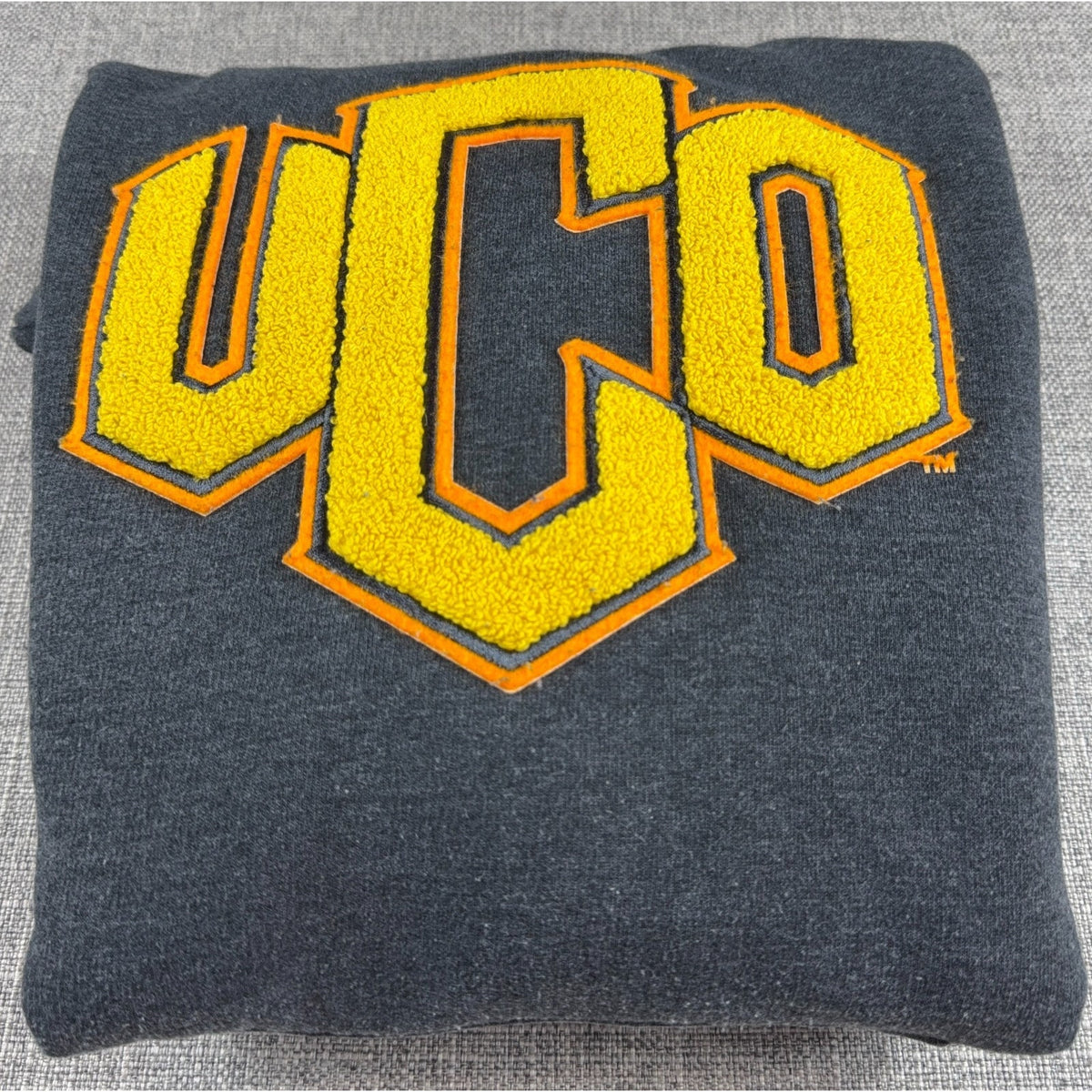 Champion UCO University Central Oklahoma Hoodie Mens M Gray Chenille Logo Pullov